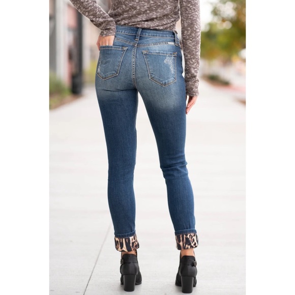 KanCan MidRise Leopard Patch Skinny Jeans 15 31 (12) Preowned - Picture 11 of 16